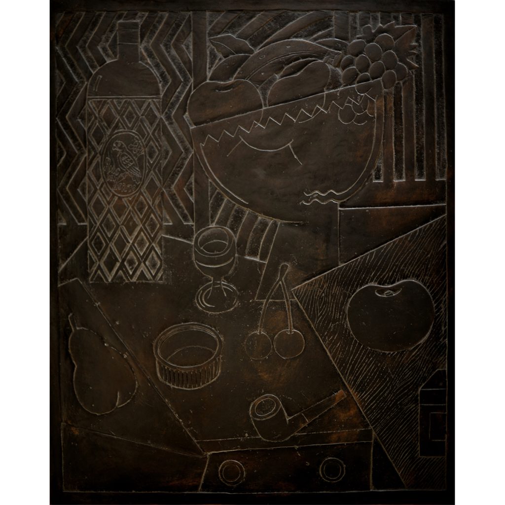 Alfredo Alcain. Bodegón. Bajorrelieve en bronce, 2004.