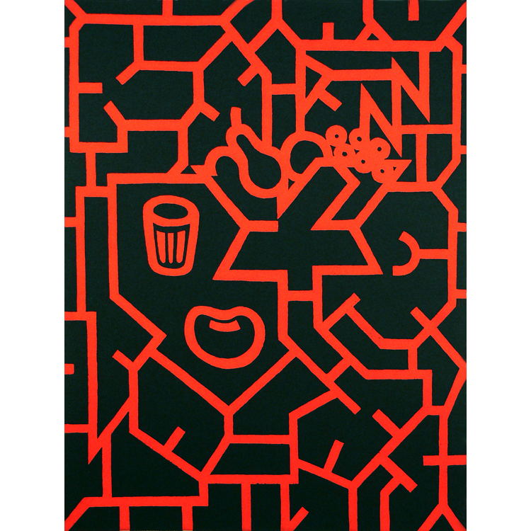 Alfredo Alcain. Bodegón rojo y negro, 2000.
