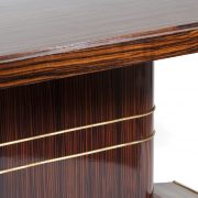 Mesa comedor art deco, ébano de macasar. Detalle de la base.