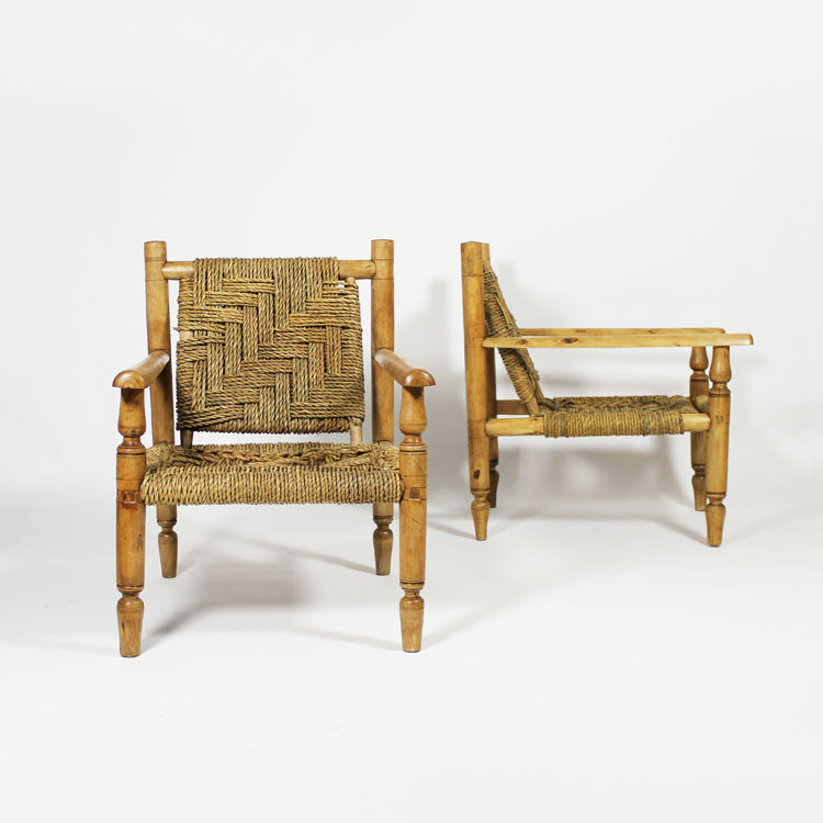 Tresillo de madera y enea, Italia hacia1940