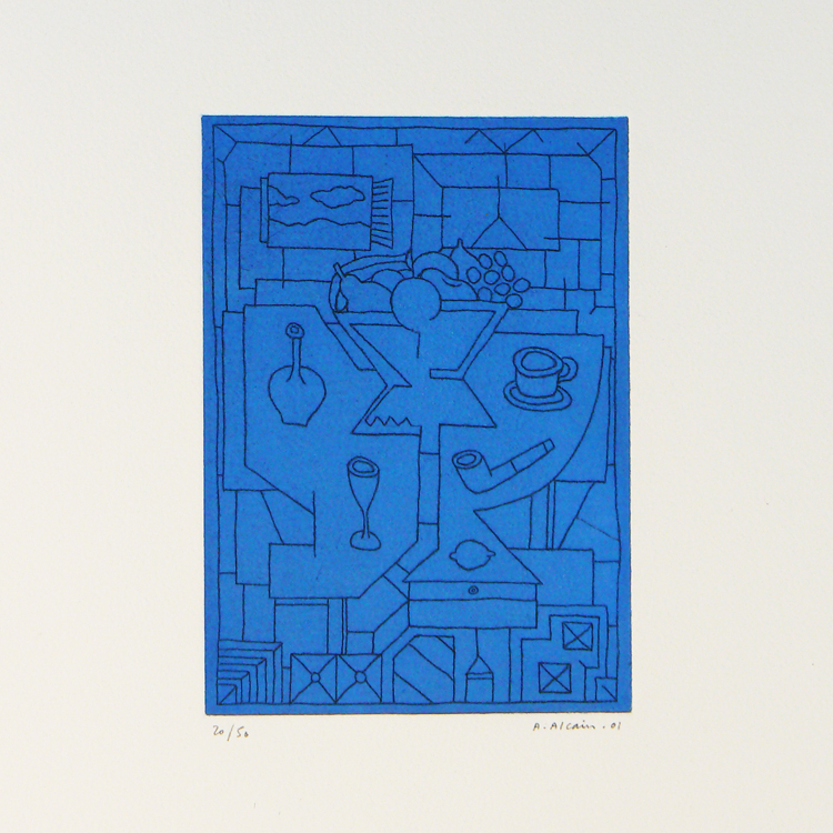Alfredo Alcain, bodegón azul, 1991