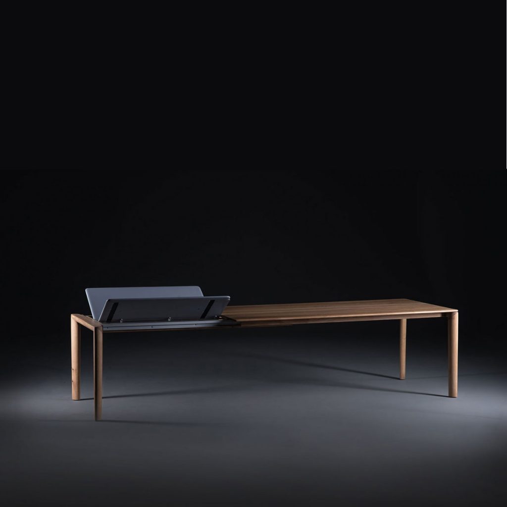 Mesa Neva con mecanismo en madera de diseño moderno, producida artesanalmente y de forma exclusiva para Artisan
