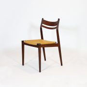 Conjunto de seis sillas en teca y asiento de enea, años 60