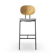 Silla bar superelíptica del diseñador danés Piet Hein en madera maciza con acero y asiento tapicería de máxima calidad para Sibast