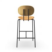 Silla bar danesa Piet Hein en madera lacada y acero negro fabricada por Sibast. Producción artesana, diseño exclusivo
