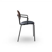 Silla danesa Piet Hein con reposabrazos fabricada por Sibast en Europa, gran calidad en madera lacada y tapicería a elegir