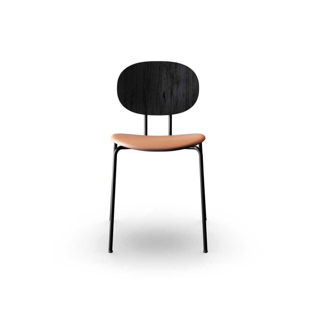 Silla Piet Hein en madera lacada de máxima calidad y acero negro, exclusiva y artesana fabricada por Sibast