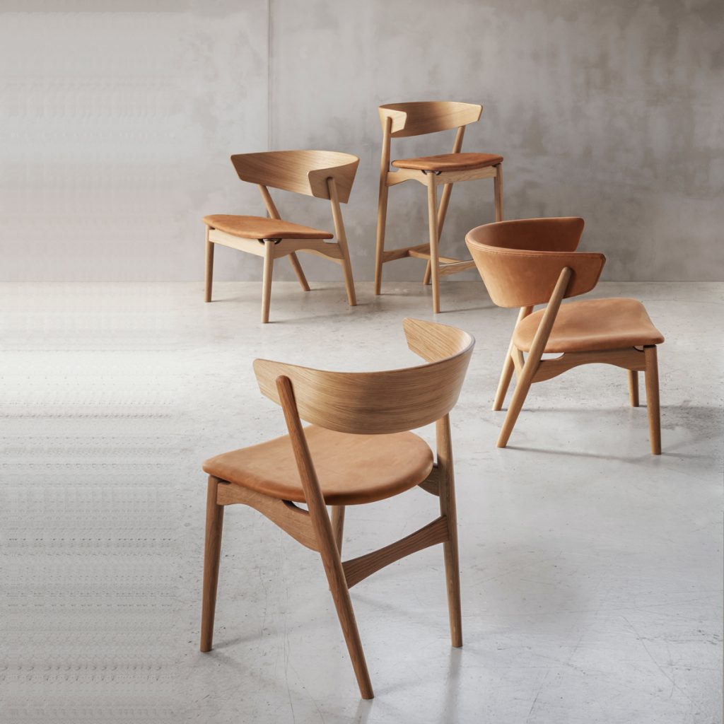 Silla Lounge Sibast No 7 diseño original danés realizado en madera maciza de gran comodidad y elegancia. Producción artesana nórdica de Sibast
