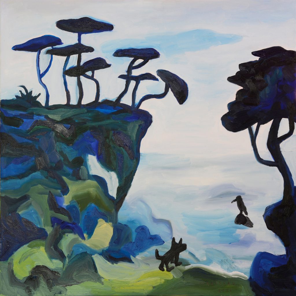 Javier Mariscal. Cala Blava, 2021. Óleo sobre tela. 80 x 80 cm