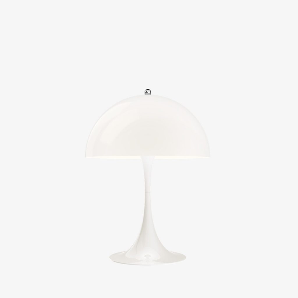 Lámpara Panthella de sobremesa 320. Acrílico opal blanco. Diseño de Verner Panton