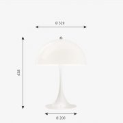 Lámpara Panthella de sobremesa 320. Acrílico opal blanco. Diseño de Verner Panton
