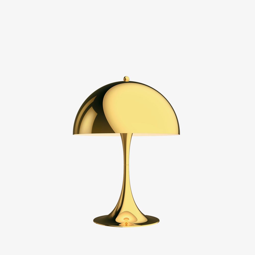 Lámpara Panthella de sobremesa 320 Latón metalizado. Diseño de Verner Panton.