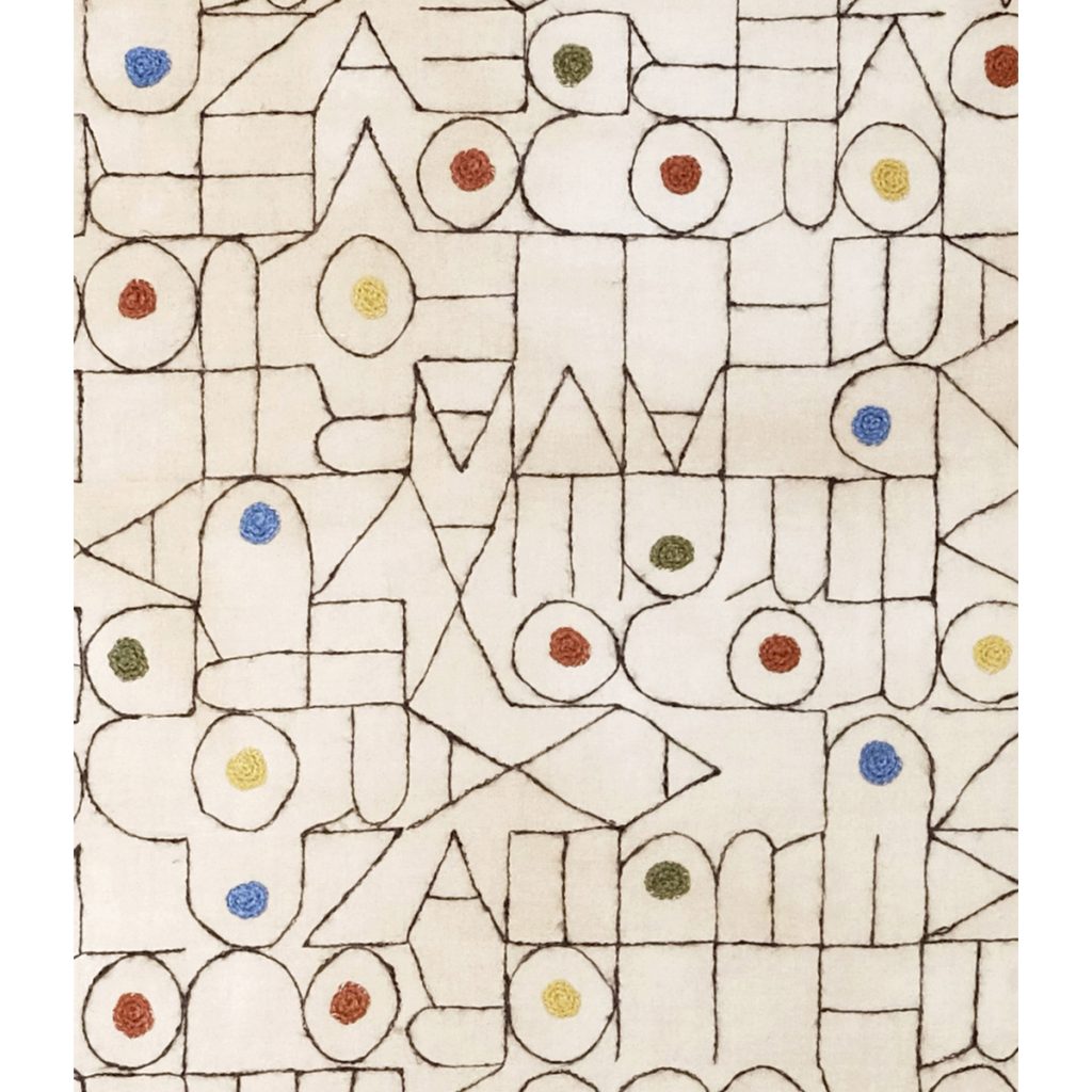 Amparo de la Sota, 2023. Arte textil. Bordado a mano sobre sábana antigua. Detalle.