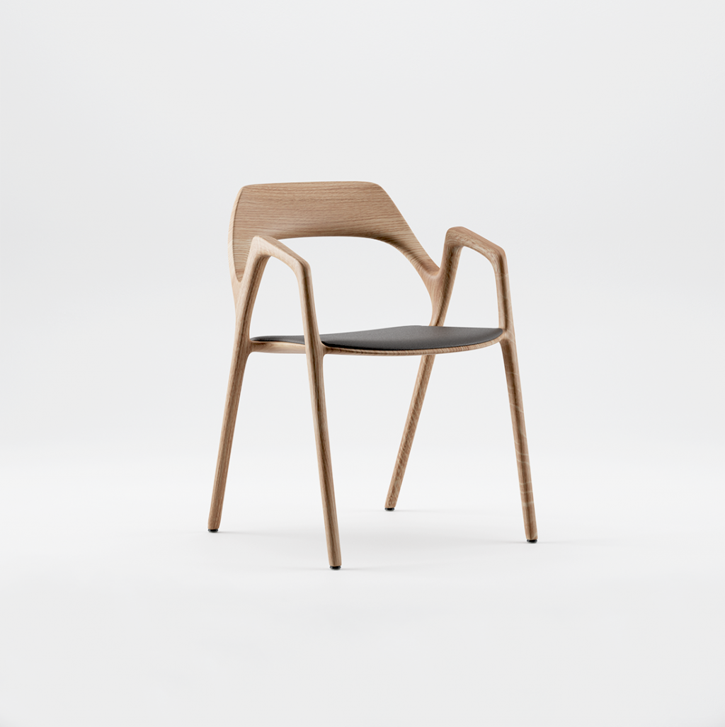 Silla Ging de Artisan. Madera de roble y tapizado en tela.