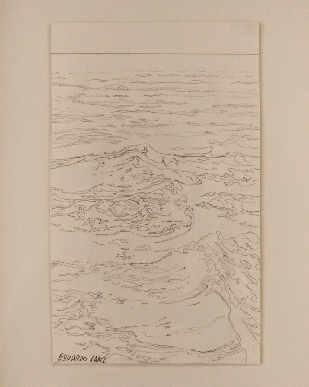 Eduardo Sanz. Ola. Dibujo de grafito sobre papel.