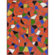 Alfredo Alcain. Triangulitos azules sobre bermellón, 2016. Óleo/tela.