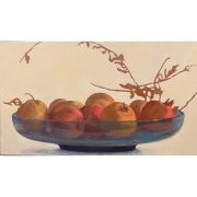 Carmen Pinart. Mis granadas, 2025. Óleo sobre macizo de madera de caoba.