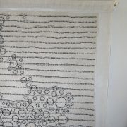 Amparo de la Sota. Texto X, 2024. Bordado a mano sobre tela antigua. Lino y algodón. Detalle