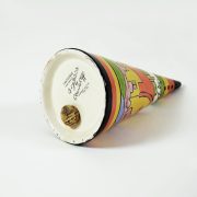 Clarice Cliff. Salero. Cerámica decorada a mano. Detalle serie decorativa y firma, estampadas.