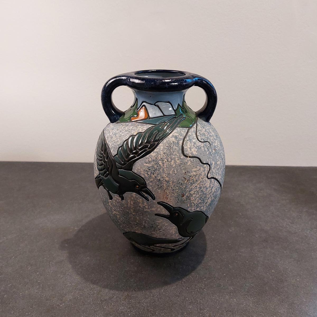 Jarrón de cerámica esmaltada Amphora, h.1910-1920