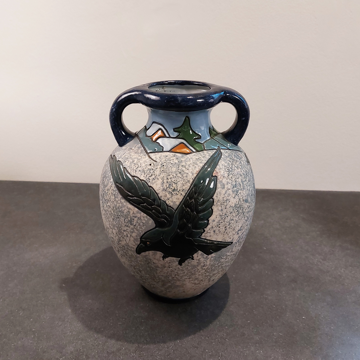 Jarrón de cerámica esmaltada Amphora, h.1910-1920