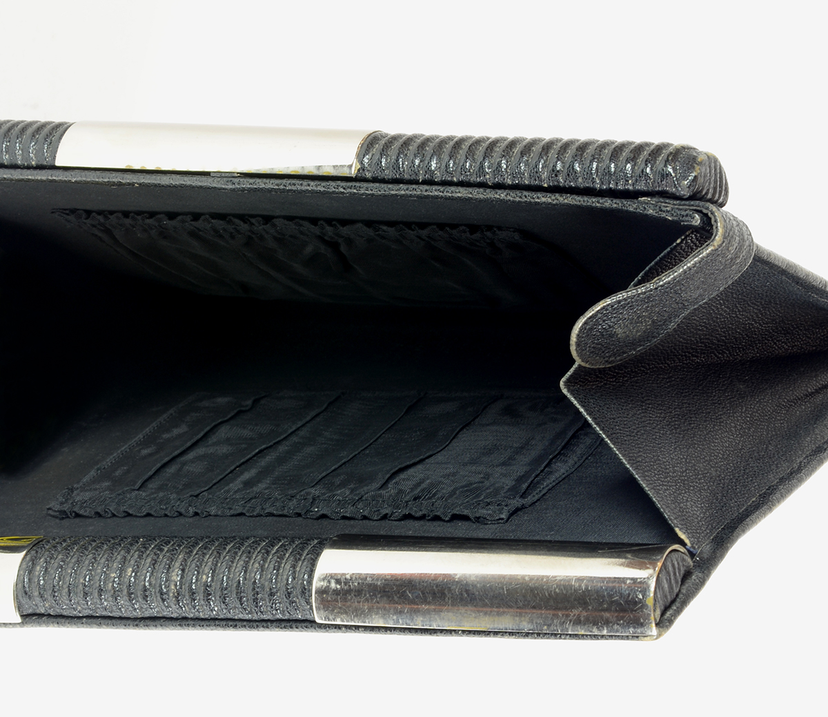 Bolso de piel Art deco. Interior