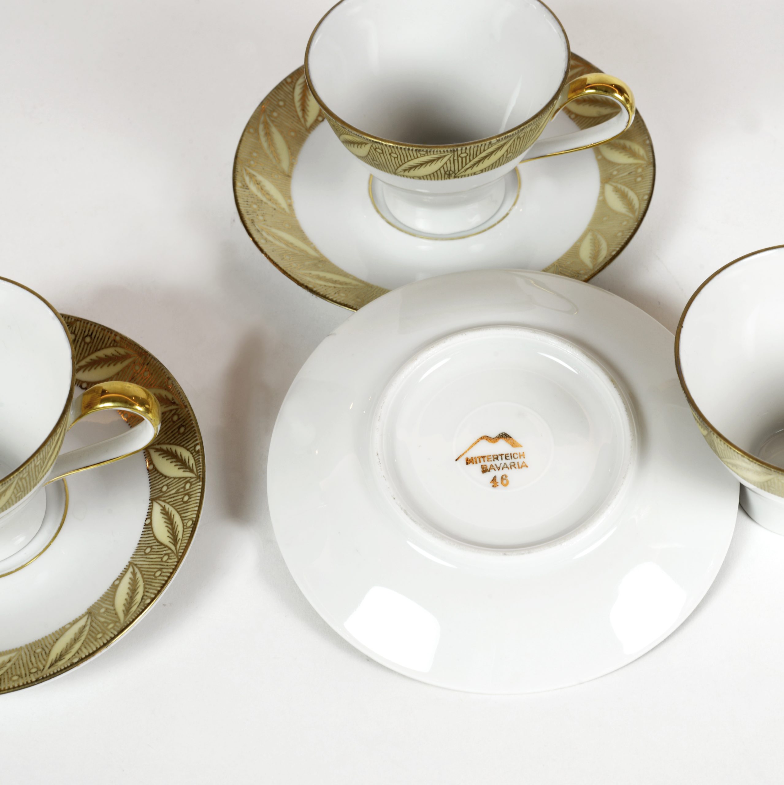 Juego de 4 tazas de porcelana. Alemania, 2ª mitad del siglo XX